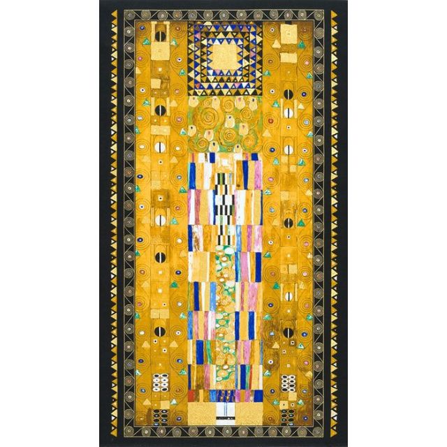 Tissu Gustav Klimt Panneau Abstrait sur fond Ocre