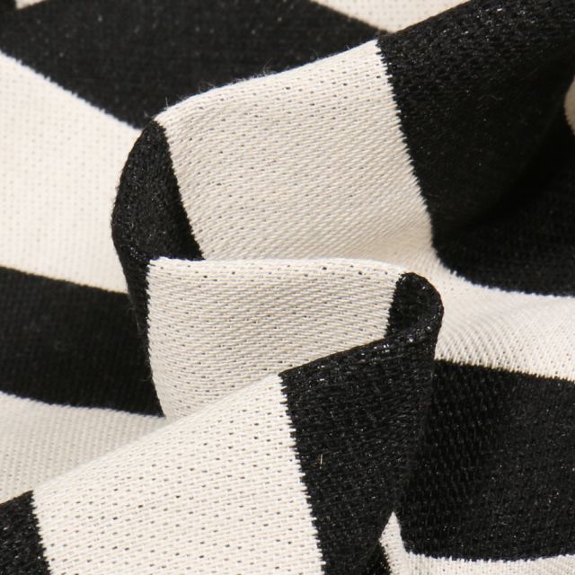 Tissu Toile de Coton épaisse Burton Rayures Noires sur fond Blanc