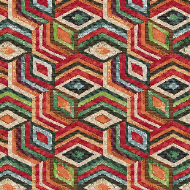 Tissu Jacquard d'ameublement Dada géométrique sur fond Multicolore