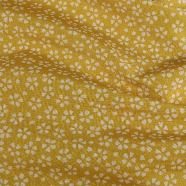 Tissu Toile extérieure imprimé Daisy sur fond Ocre - Par 10 cm