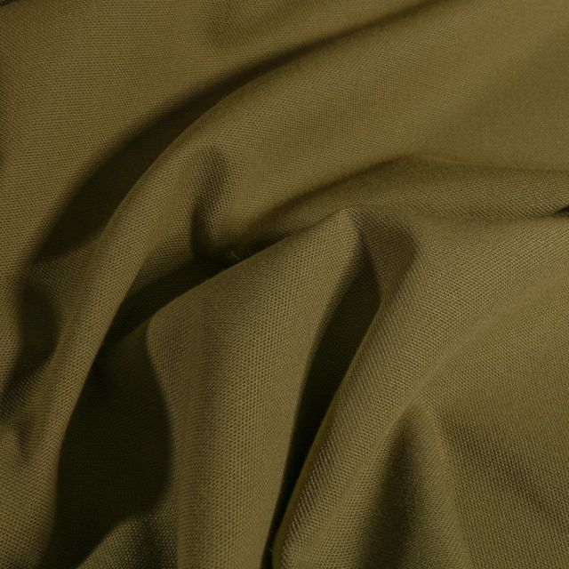 Tissu Toile de coton uni Grande largeur Vert kaki - Par 10 cm