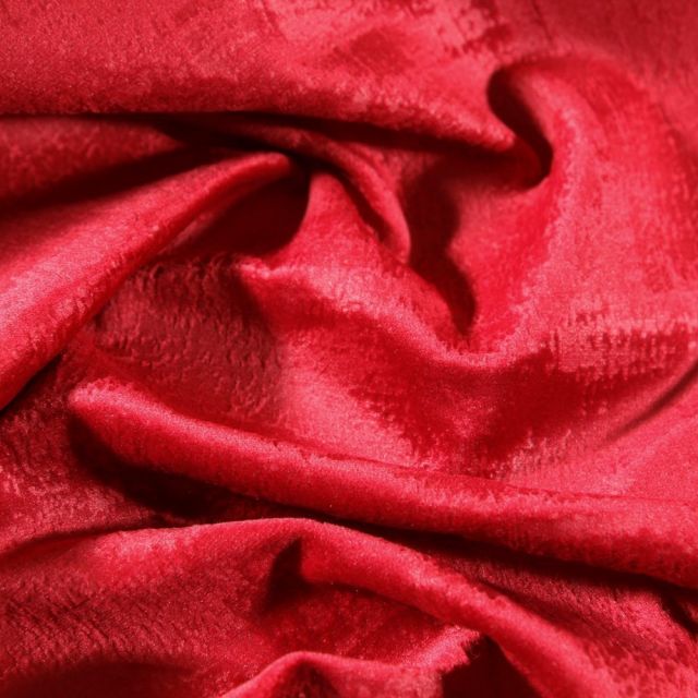 Tissu Velours d'ameublement Illusion Rouge - Par 10 cm