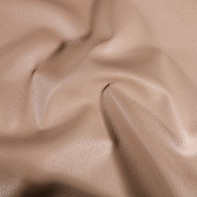 Simili cuir d'ameublement uni Beige sable - Par 50 cm