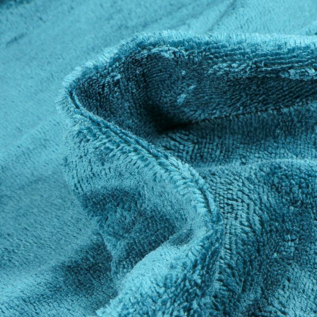 Tissu Micro Éponge Bambou Téa Bleu paon