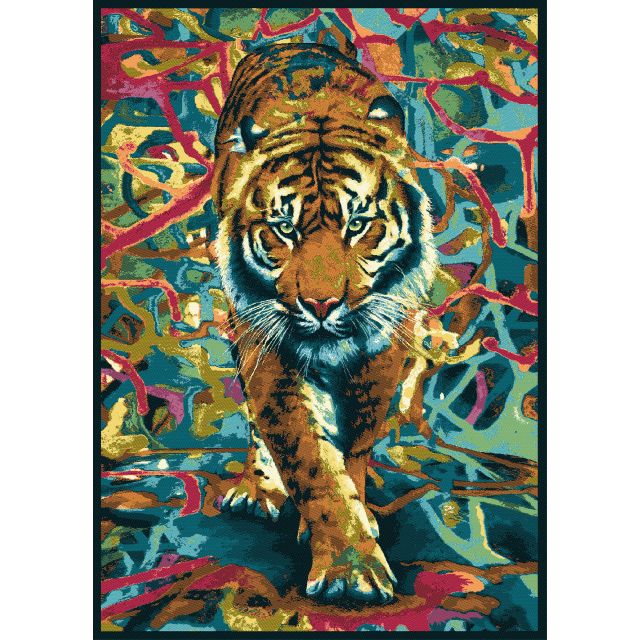 Panneau Jacquard Tigre sur fond Multicolore
