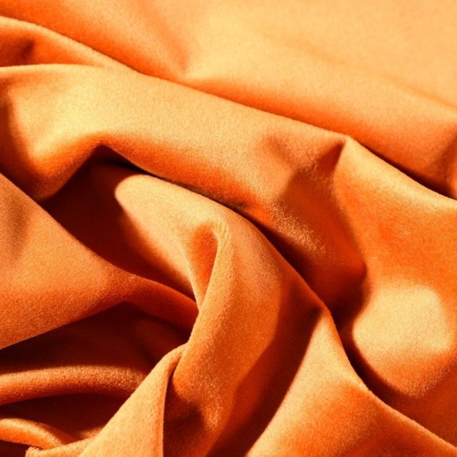 Tissu Velours d'ameublement uni souple Orange - Par 10 cm