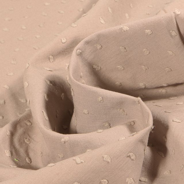 Tissu Plumetis Coton uni Beige sable - Par 10 cm