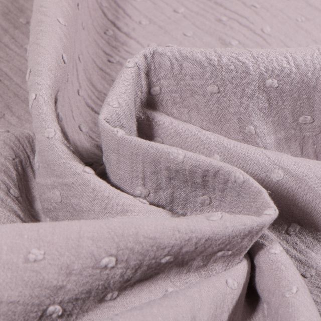 Tissu Plumetis Coton uni Gris - Par 10 cm