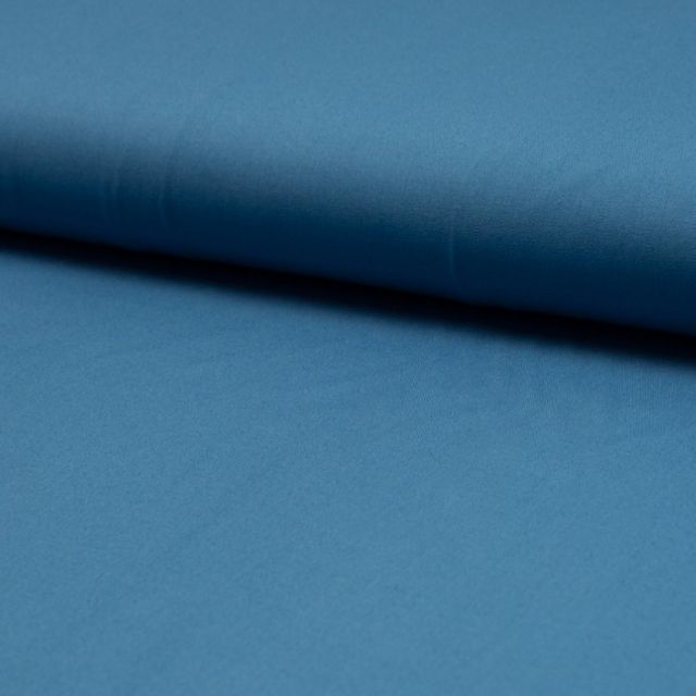 Tissu Popeline de coton unie Bleu jean - Par 10 cm