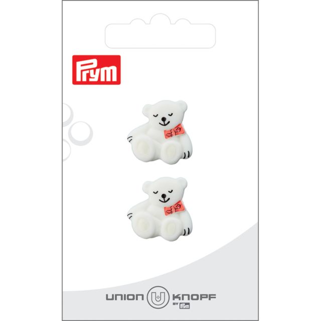 Bouton Prym Ours noeud 19 mm x2 - Blanc