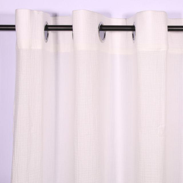Rideau à oeillets Craftine 135 x 240 cm Gaze de coton Uni Larressingle Blanc