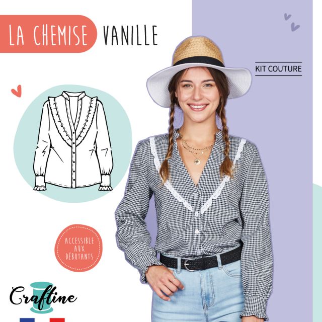 Kit Couture Craftine Chemise Vanille Vichy