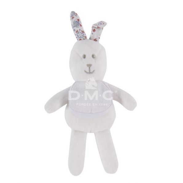 Doudou lapin broderie anglaise
