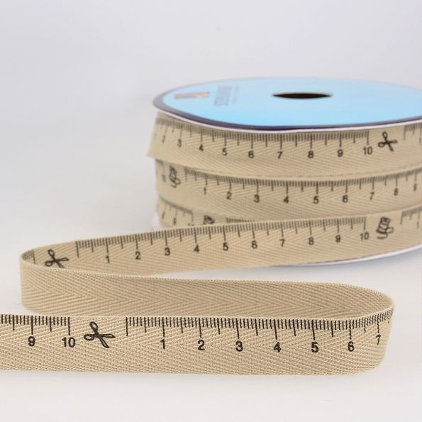 Ruban imprimé 10 mm Marron Mètre couture x1m