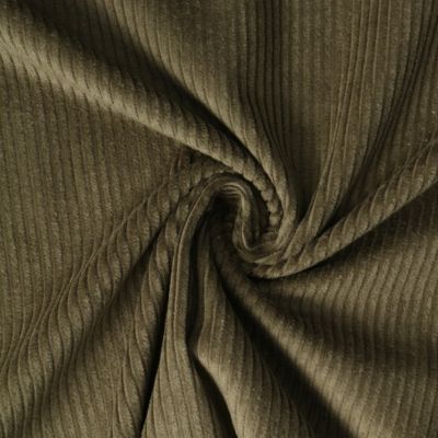 Tissu Velours Grosses côtes Kaki - Par 10 cm