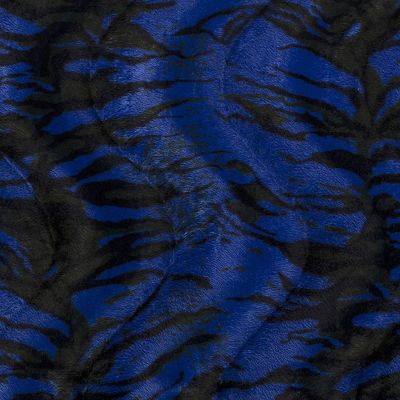 Tissu Velours Peau de bête Tigré Bleu roi - Par 10 cm