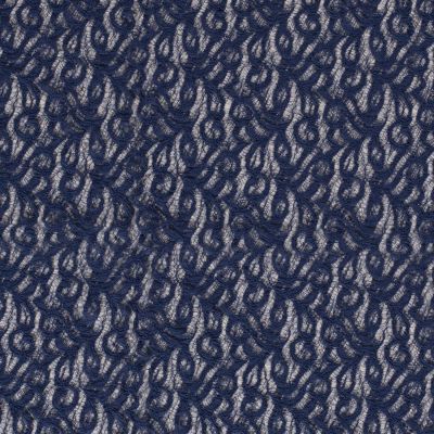 Tissu Dentelle Olga arabesque Bleu indigo - Par 10 cm