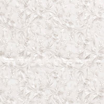 Tissu Dentelle brodé Fleurs sur fond Ecru - Par 10 cm