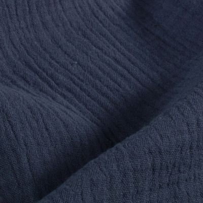 Tissu Double gaze de coton uni Bleu nocturne - Par 10 cm