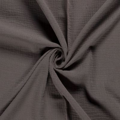 Coupon Tissu Double gaze de coton uni Taupe - Coupon de 40 cm