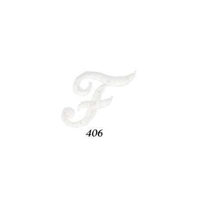 Ecusson Thermocollant Lettre Calligraphie Anglaise &quot;F&quot; Blanche