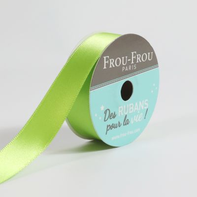 Bobinette Ruban Satin double face Frou-Frou Jardin d&#039;oliviers - 16 mm x 6 mètres