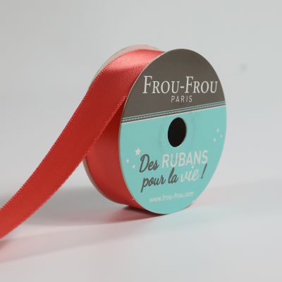 Bobinette Ruban Satin double face Frou-Frou Corail - 16 mm x 6 mètres