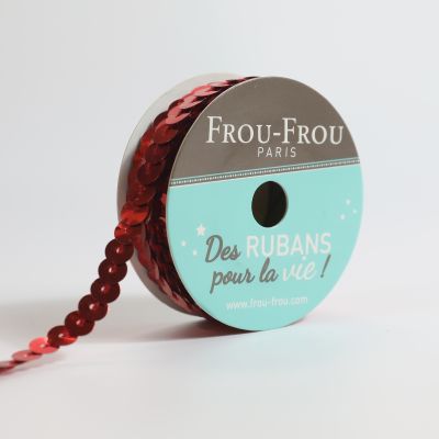 Bobinette Ruban Sequins Frou-Frou Coquelicot - 6 mm x 5 mètres