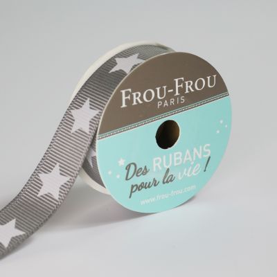 Bobinette Ruban Gros grain Etoile Frou-Frou Ciel d&#039;orage - 16 mm x 4 mètres