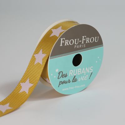 Bobinette Ruban Gros grain Etoile Frou-Frou Poussière d&#039;or - 16 mm x 4 mètres