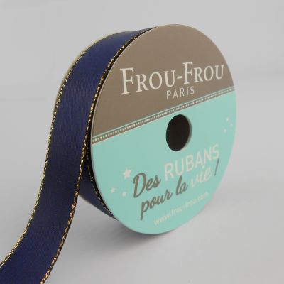 Ruban Satin Bord brillant Frou-Frou Navy - 16 mm x 6 mètres
