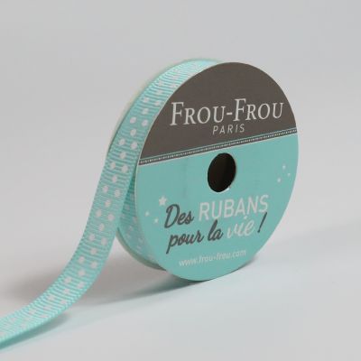 Bobinette Ruban Gros grain Pois Frou-Frou Lagoon - 10 mm x 4 mètres