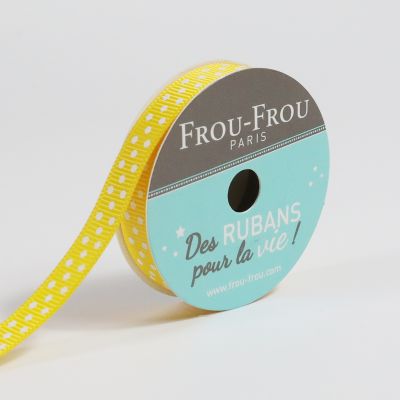 Bobinette Ruban Gros grain Pois Frou-Frou Tournesol - 10 mm x 4 mètres