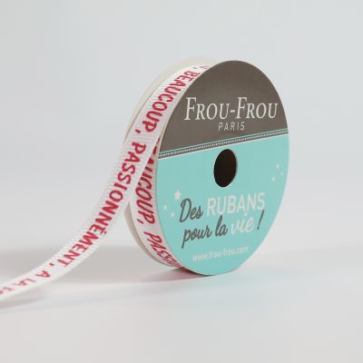 Bobinette Ruban Gros grain message Je t&#039;aime passionément Frou-Frou - 10 mm x 5 mètres