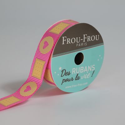 Bobinette Ruban Gros grain motif gourmand biscuits Frou-Frou - 16 mm x 4 mètres