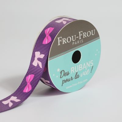 Bobinette Ruban Gros grain motif nœud papillon chic Frou-Frou Lavande rose - 16 mm x 4 mètres
