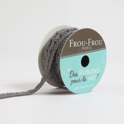 Bobinette Ruban Dentelle Frou-Frou Ciel d&#039;orage - 10 mm x 4 mètres