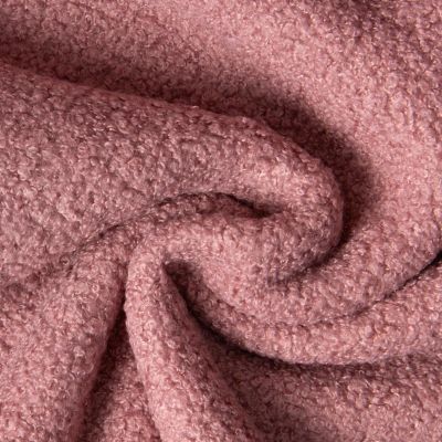 Tissu Bouclette Teddy envers Polaire uni Rose - Par 10 cm