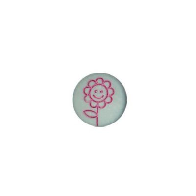 Bouton Fleur Gravée Polyester Bleu