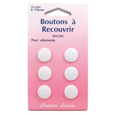 Boutons nylon de 15 mm à recouvrir x6