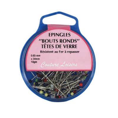 Epingles têtes de verre ±95 pcs / 50 g - 34 x 0.65 mm