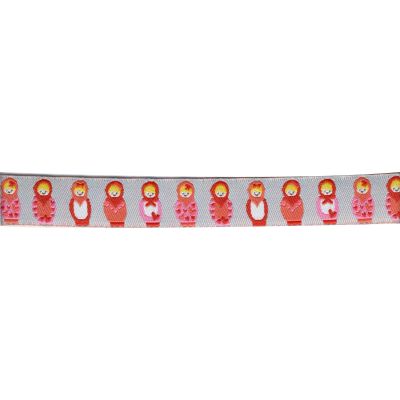 Galon Jacquard 16 mm Rouge Poupées Russes x1m