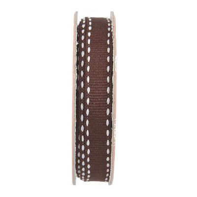Ruban surpiqué Marron - bobinette 2m