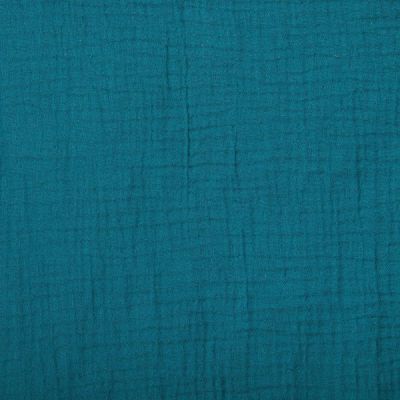 Tissu Double gaze de coton uni Bleu pétrole - Par 10 cm