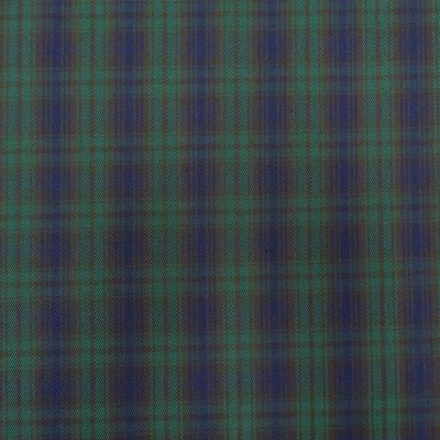 Tissu Tartan Petit Ecossais Marine Rayures Verts - Par 10 cm