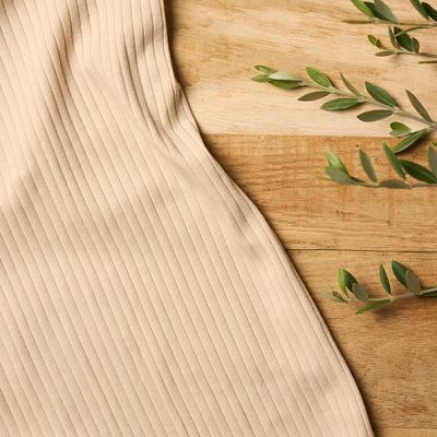 Tissu Upcycling Coupon de 150 cm Jersey Bord côte Crème