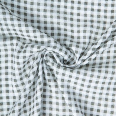 Tissu Double gaze de Coton Vichy vert kaki sur fond Blanc - Par 10 cm