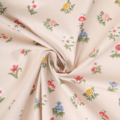 Tissu Coton imprimé Arty Demoiselle petits fleurs sur fond Lin - Par 10 cm