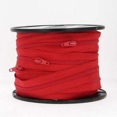 Fermeture spirale N°5 avec curseurs Rouge - Au mètre