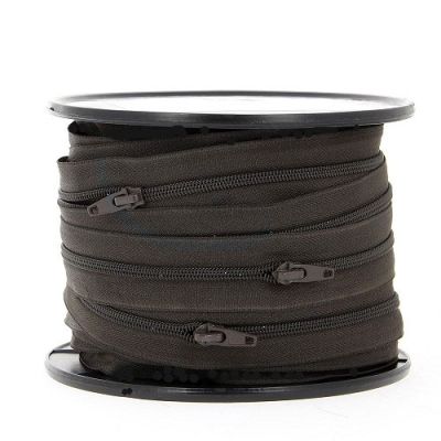 Fermeture spirale N°5 avec curseurs Marron chocolat - Au mètre